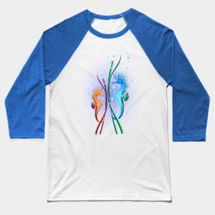 Seahorses Cute Underwater Sealife Character Baseball T-Shirt